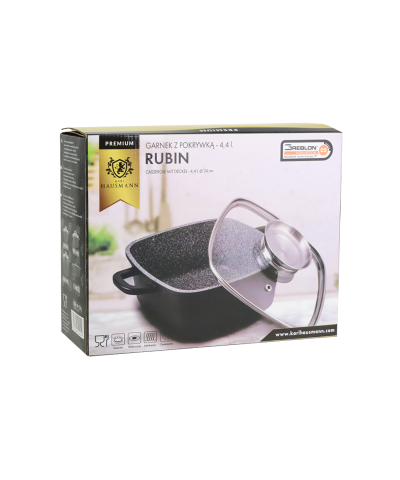 Garnek granitowy Rubin z pokrywą kwadratowy 4,4 l Karl HAUSMANN - 1