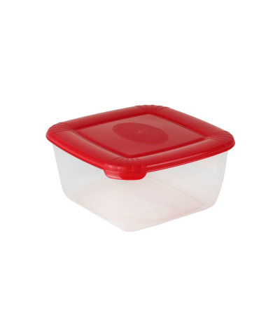 Kwadratowy pojemnik do żywności Polar z czerwoną pokrywką 0,95 l 