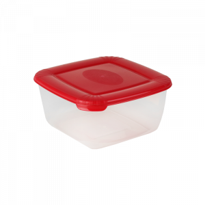 Kwadratowy pojemnik do żywności Polar z czerwoną pokrywką 0,95 l 