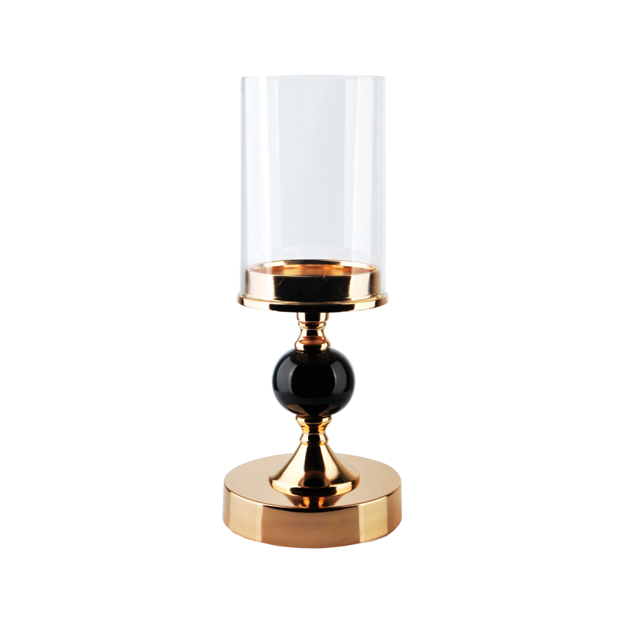 Świecznik ze szklanym kloszem Chantal złoty 12x31 cm 