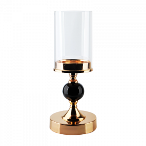 Świecznik ze szklanym kloszem Chantal złoty 12x31 cm 