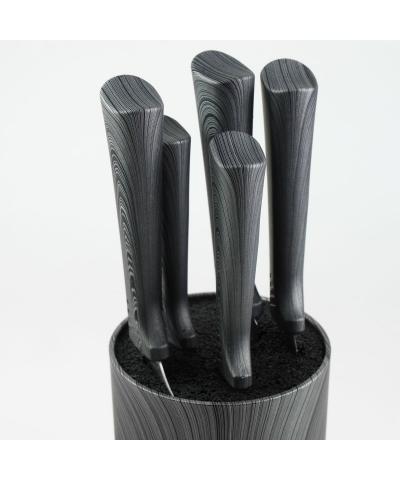 Zestaw noży w bloku MARCO szary drewnopodobny 6-elementowy 