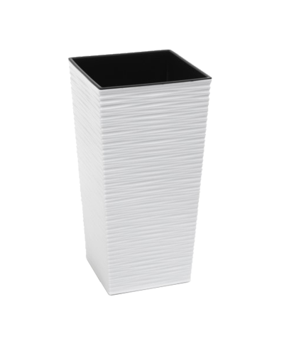 Doniczka z wkładem Finezja dłuto biała 30x30x57 cm-LAMELA