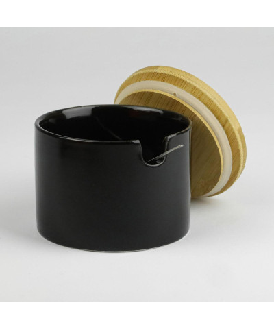 Kpl. cukiernica + maselnica ceramiczne z bambusową pokrywą PRIMA DECO czarny-Prima Deco