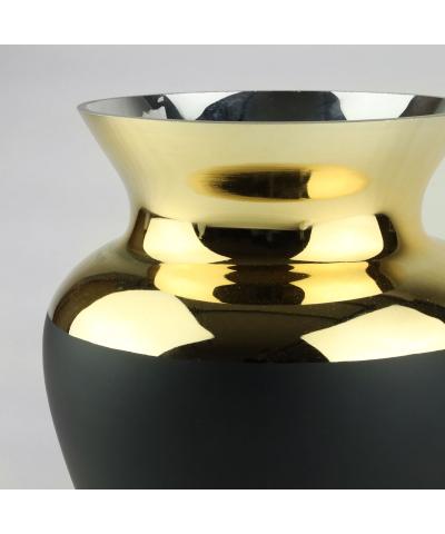 Wazon szklany amfora czarno-złoty 25x29 cm-Prima Deco