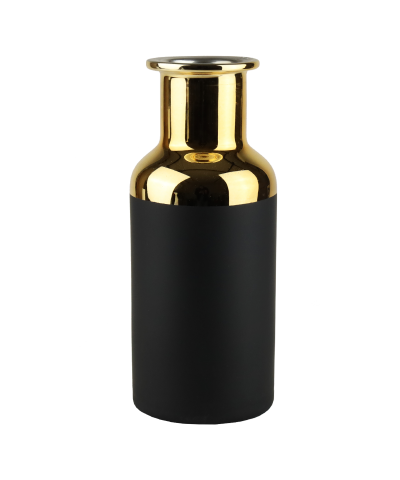 Wazon szklany czarno-złoty 12,5x30 cm-Prima Deco