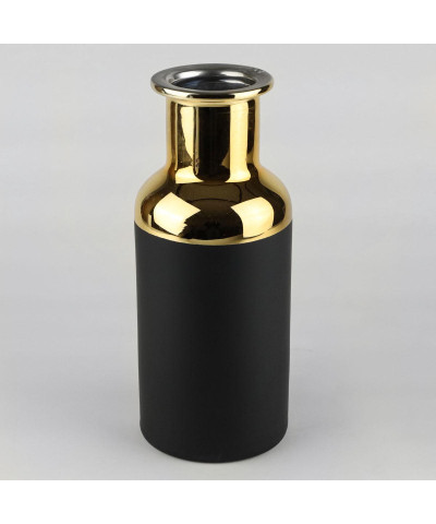 Wazon szklany czarno-złoty 12,5x30 cm-Prima Deco