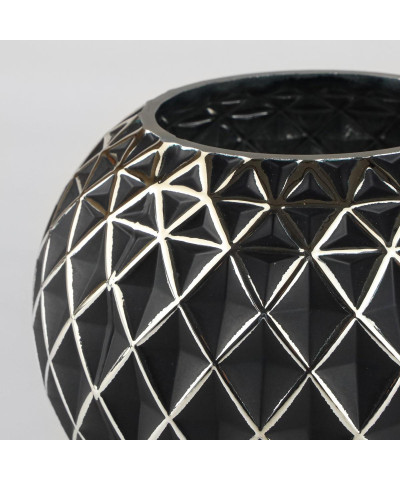 Wazon szklany kula czarno-srebrny 22x16 cm-Prima Deco