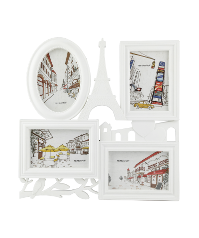 Ramka ścienna na 4 zdjęcia Paryż biała 36x36 cm-PRYMUS AGD
