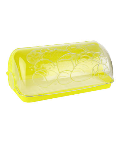 Chlebak rattanowy żółty z transparentną pokrywą 41 x 25 x 18 cm