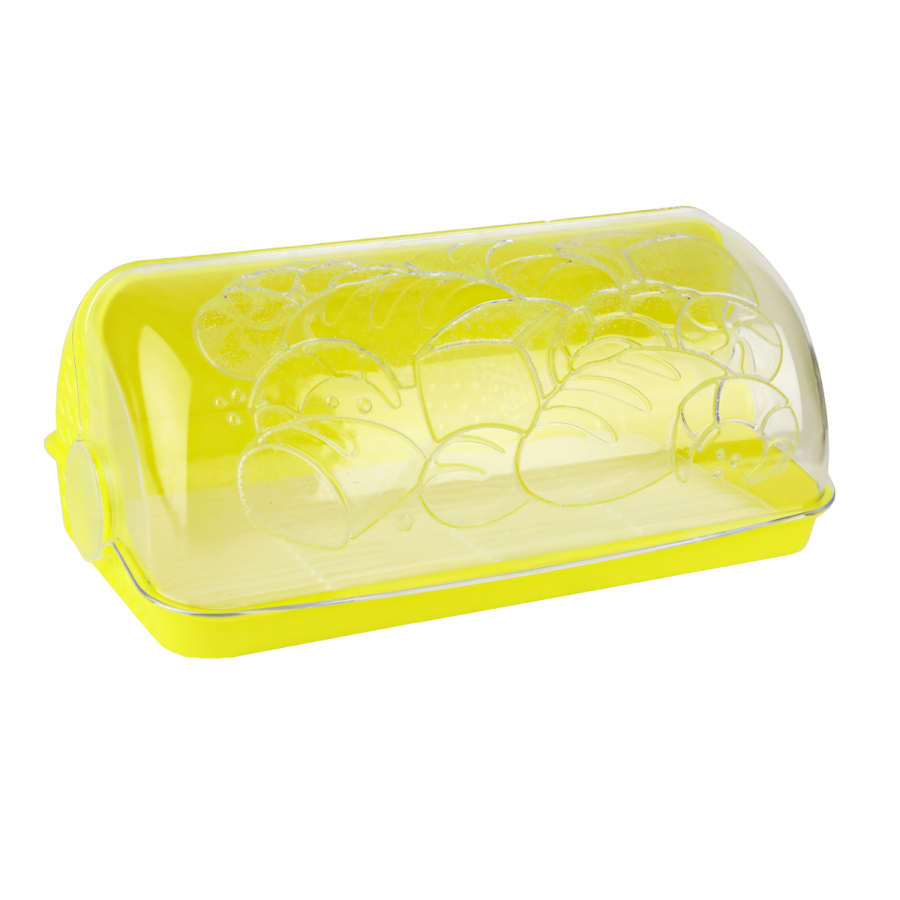 Chlebak rattanowy żółty z transparentną pokrywą 41 x 25 x 18 cm