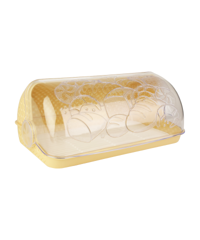 Chlebak rattanowy beżowy z transparentną pokrywą 41 x 25 x 18 cm