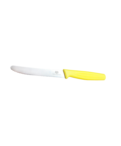 Nóż kuchenny ząbkowany żółty 10,5 cm