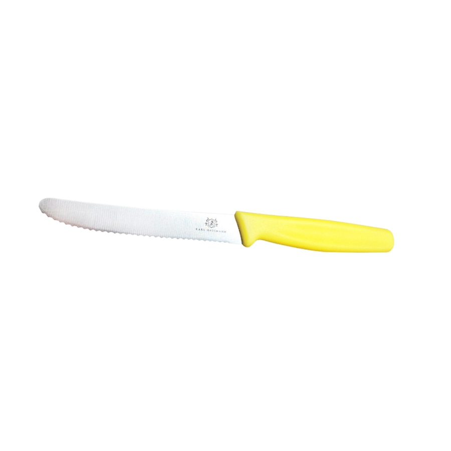 Nóż kuchenny ząbkowany żółty 10,5 cm