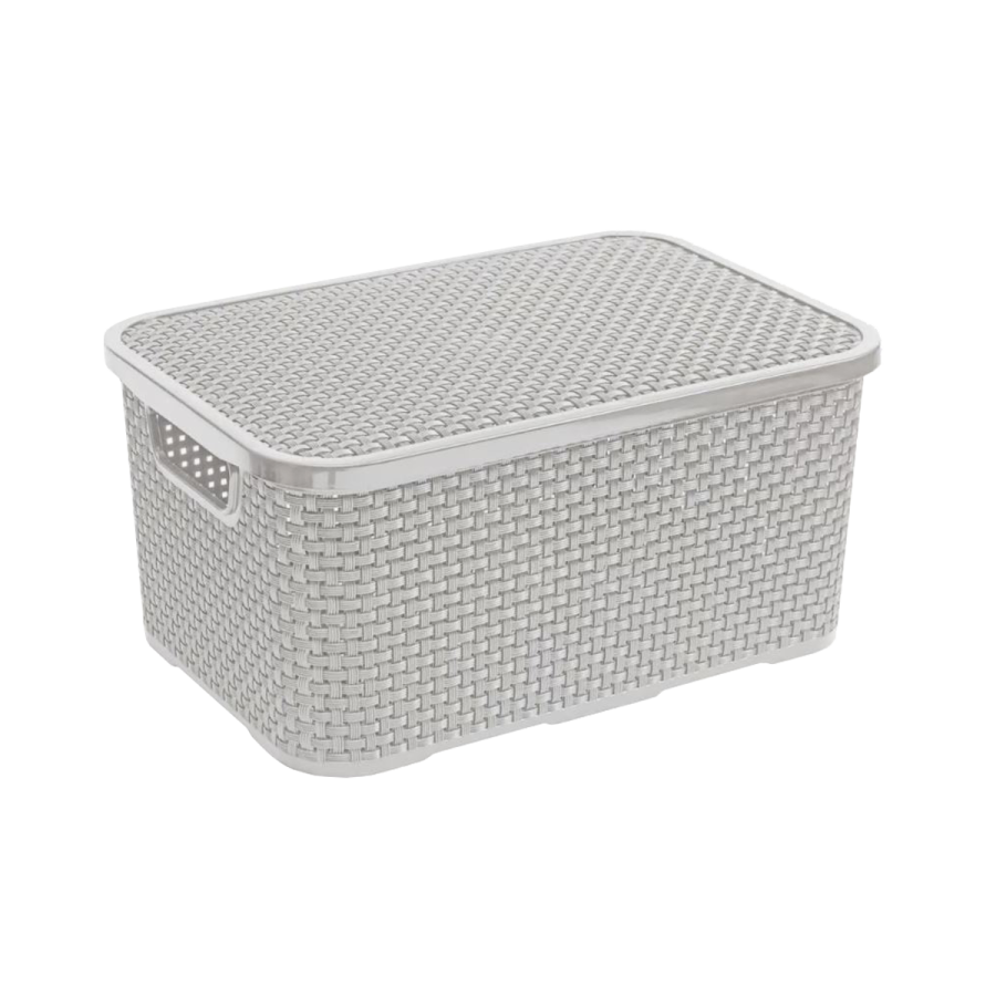Koszyk plastikowy z pokrywą Rattan Basket szary 10l