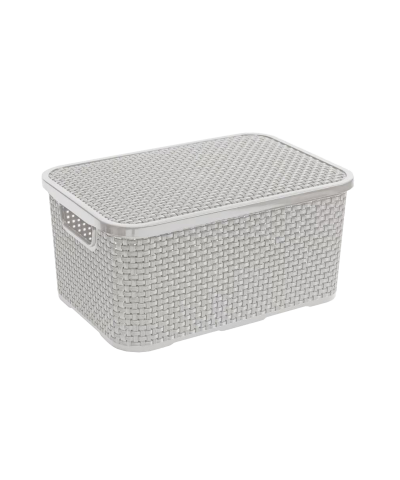Koszyk plastikowy z pokrywą Rattan Basket szary 10l