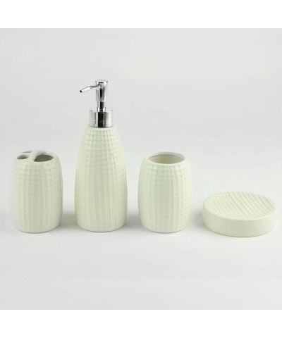 Komplet łazienkowy ceramiczny kremowy 4-elementowy 