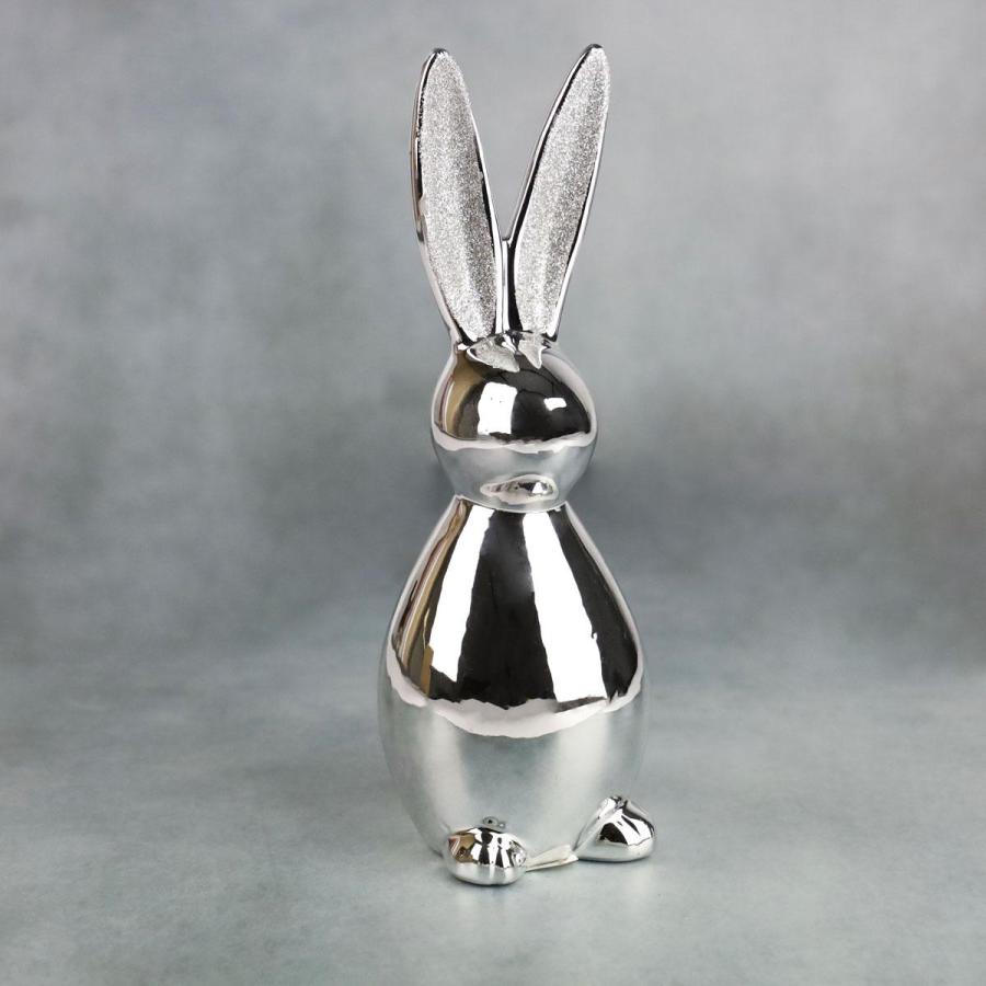 Zajączek ceramiczny srebrny brokatowe uszy 6,3x6,3x18 cm Top Gifts - 1