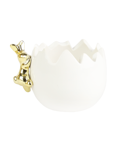 Osłonka ceramiczna skorupka z zajączkiem biała 12x8,5 cm Top Gifts - 1