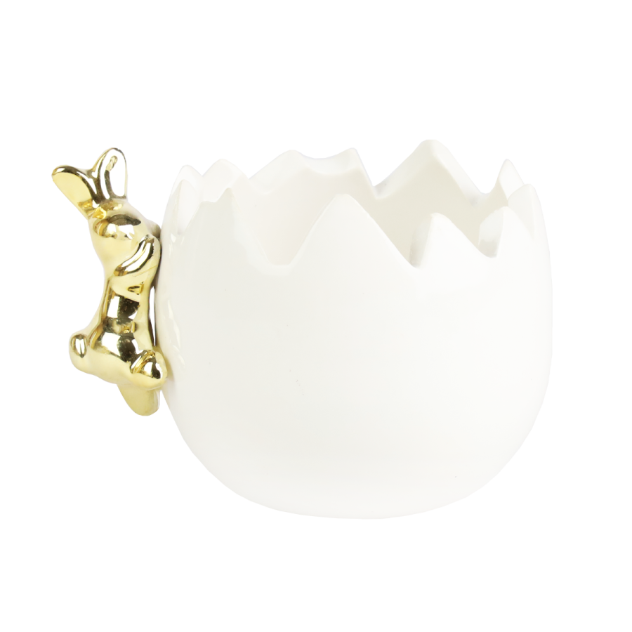 Osłonka ceramiczna skorupka z zajączkiem biała 12x8,5 cm Top Gifts - 1