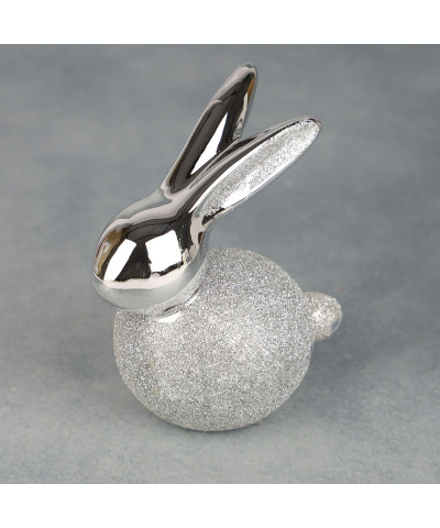 Zajączek ceramiczny brokat srebrny 8,5x6x10 cm Top Gifts - 1