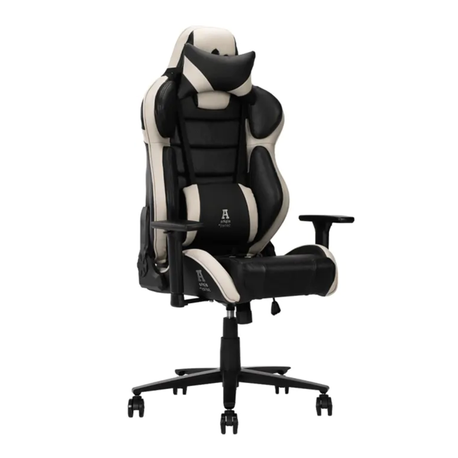 Fotel gamingowy gracza krzesło obrotowe KRAKEN FORKIS czarno-biały-KRAKEN