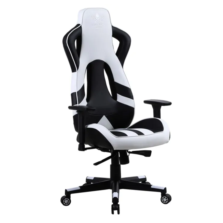 Fotel gamingowy gracza krzesło obrotowe KRAKEN ALHPA czarno-biały-KRAKEN