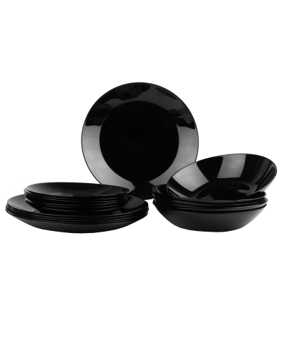 Komplet talerzy ze szkła hartowanego Zelie 18-elementowy czarny-PRYMUS AGD