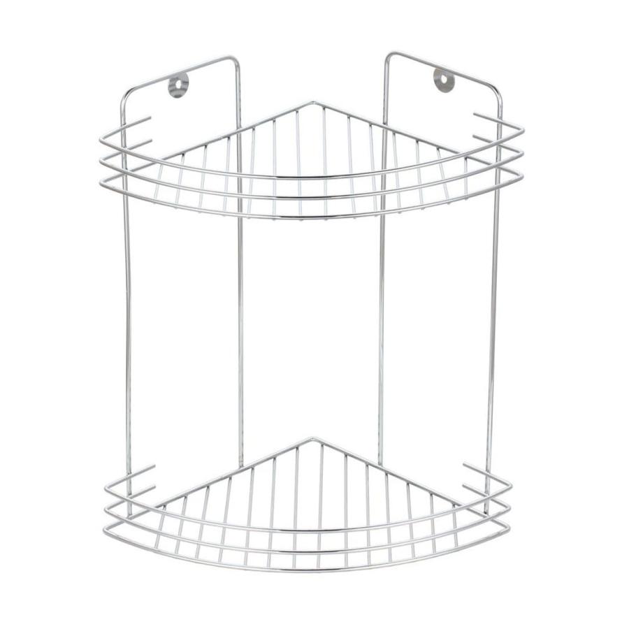Półka narożna łazienkowa pod prysznic 2 poziomowa chrom-