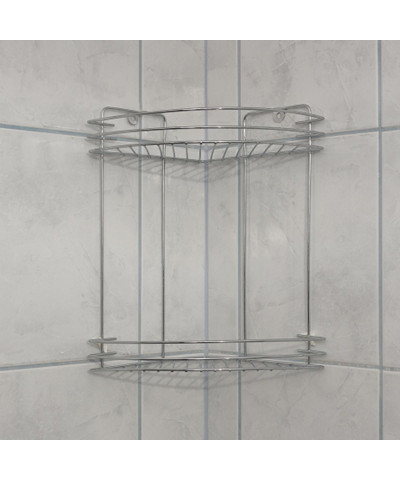 Półka narożna łazienkowa pod prysznic 2 poziomowa chrom-