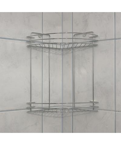 Półka narożna łazienkowa pod prysznic 2 poziomowa chrom-