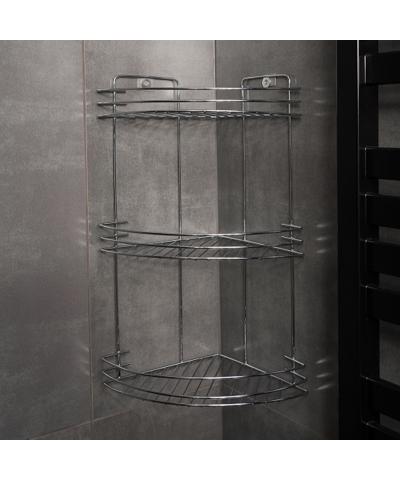 Półka narożna łazienkowa 3 poziomowa chrom 19 x 40 cm-