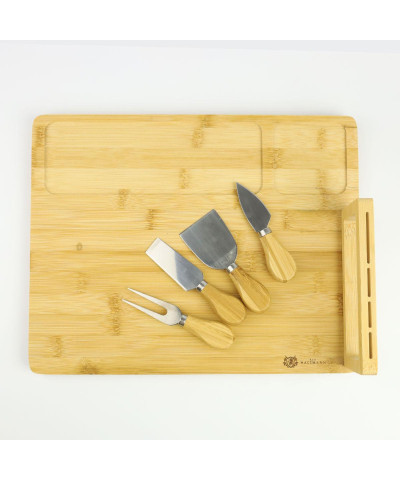 Deska bambusowa do serwowania + 4 nożyki-