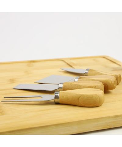 Deska bambusowa do serwowania + 4 nożyki-