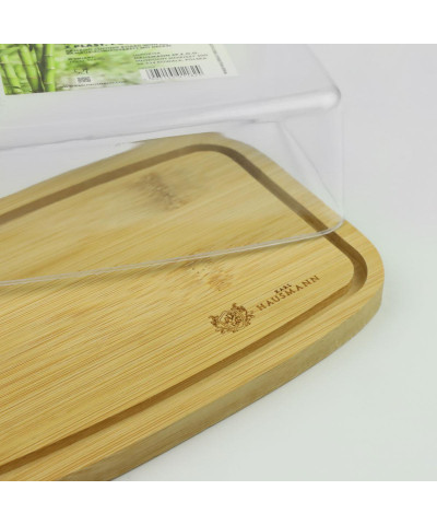 Maselnica bambusowa z pokrywą kloszem 19 x 12,5 cm-