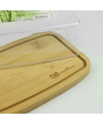 Maselnica bambusowa z pokrywą kloszem 19 x 12,5 cm-