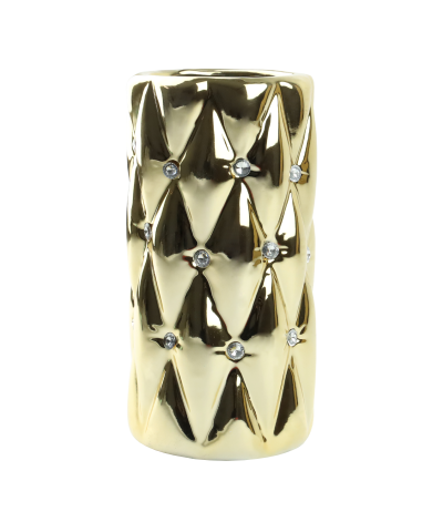 Wazon ceramiczny - złoty z kryształkami
