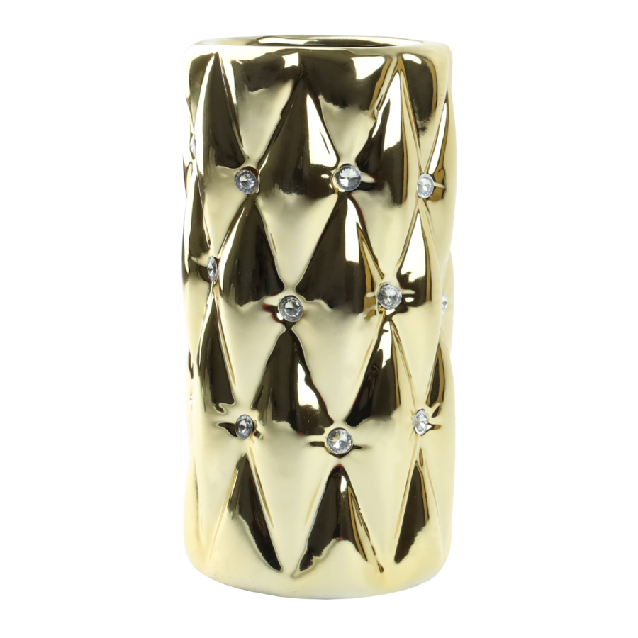 Wazon ceramiczny - złoty z kryształkami
