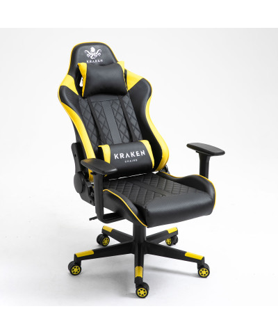 Fotel gamingowy gracza krzesło obrotowe KRAKEN HELIOS czarno-żółty