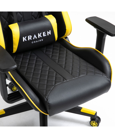 Fotel gamingowy gracza krzesło obrotowe KRAKEN HELIOS czarno-żółty