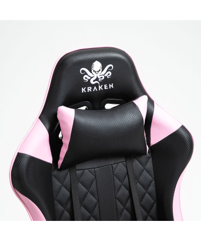 Fotel gamingowy gracza krzesło obrotowe KRAKEN HELIOS czarno-różowy