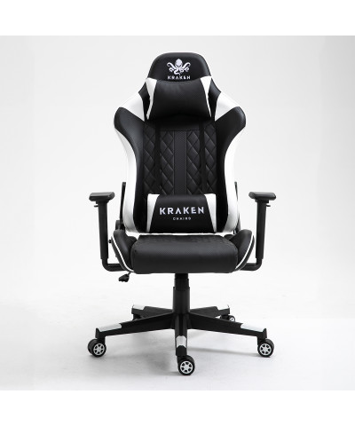 Fotel gamingowy gracza krzesło obrotowe KRAKEN HELIOS czarno-biały