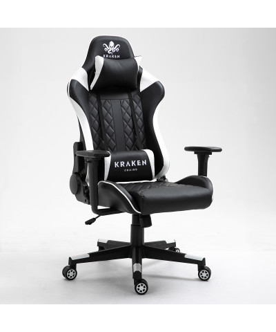 Fotel gamingowy gracza krzesło obrotowe KRAKEN HELIOS czarno-biały-KRAKEN