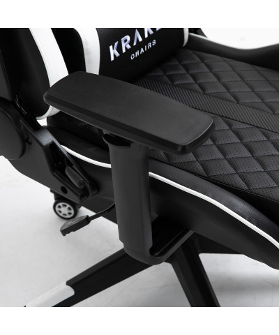 Fotel gamingowy gracza krzesło obrotowe KRAKEN HELIOS czarno-biały-KRAKEN