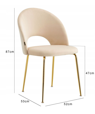 Krzesło tapicerowane MEGAN kremowo - złote