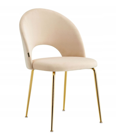 Krzesło tapicerowane MEGAN kremowo - złote