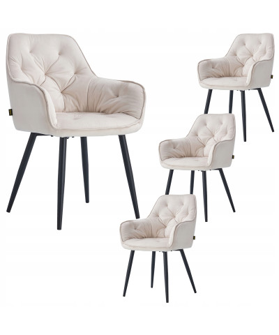 Krzesło welurowe tapicerowane PRINCE kremowe