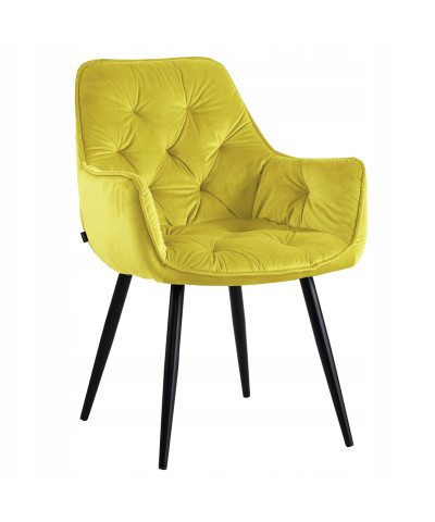 Krzesło welurowe tapicerowane PRINCE żółte