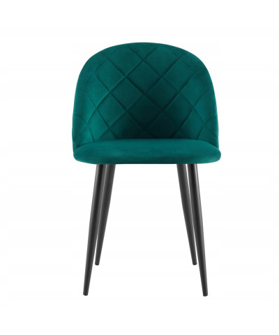 Krzesło welurowe tapicerowane GLAMOUR zielone
