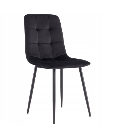 Krzesło welurowe tapicerowane KATE czarne